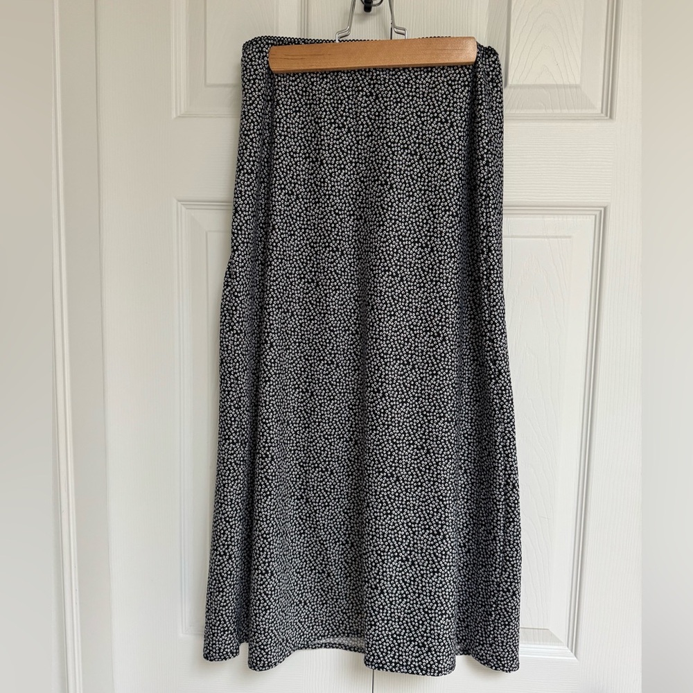 Black and White Midi Slip Skirt